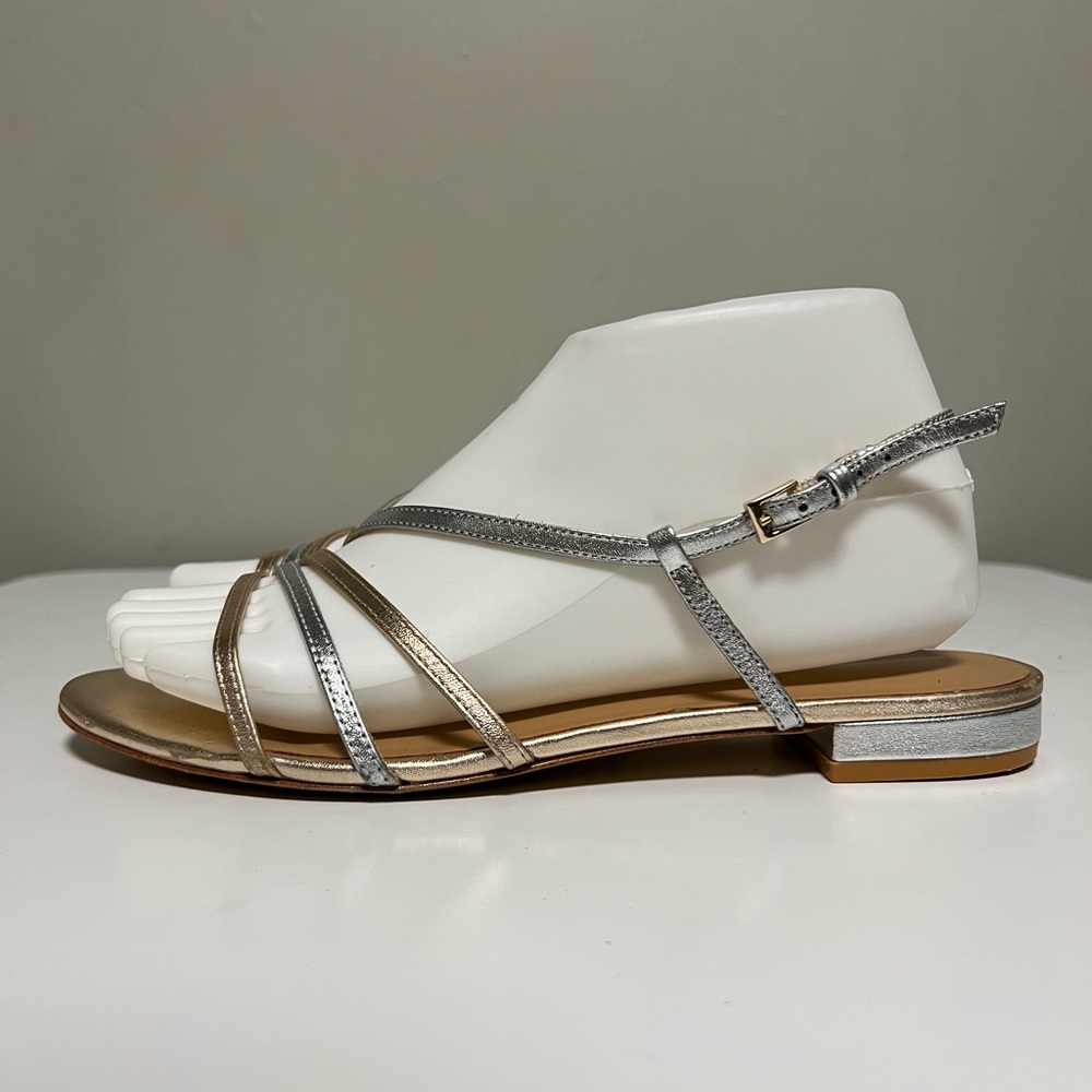 Reformation Phoenecia Lattice Flat Sandals Gold / Silver Women’s US 7.5 EU 37.5